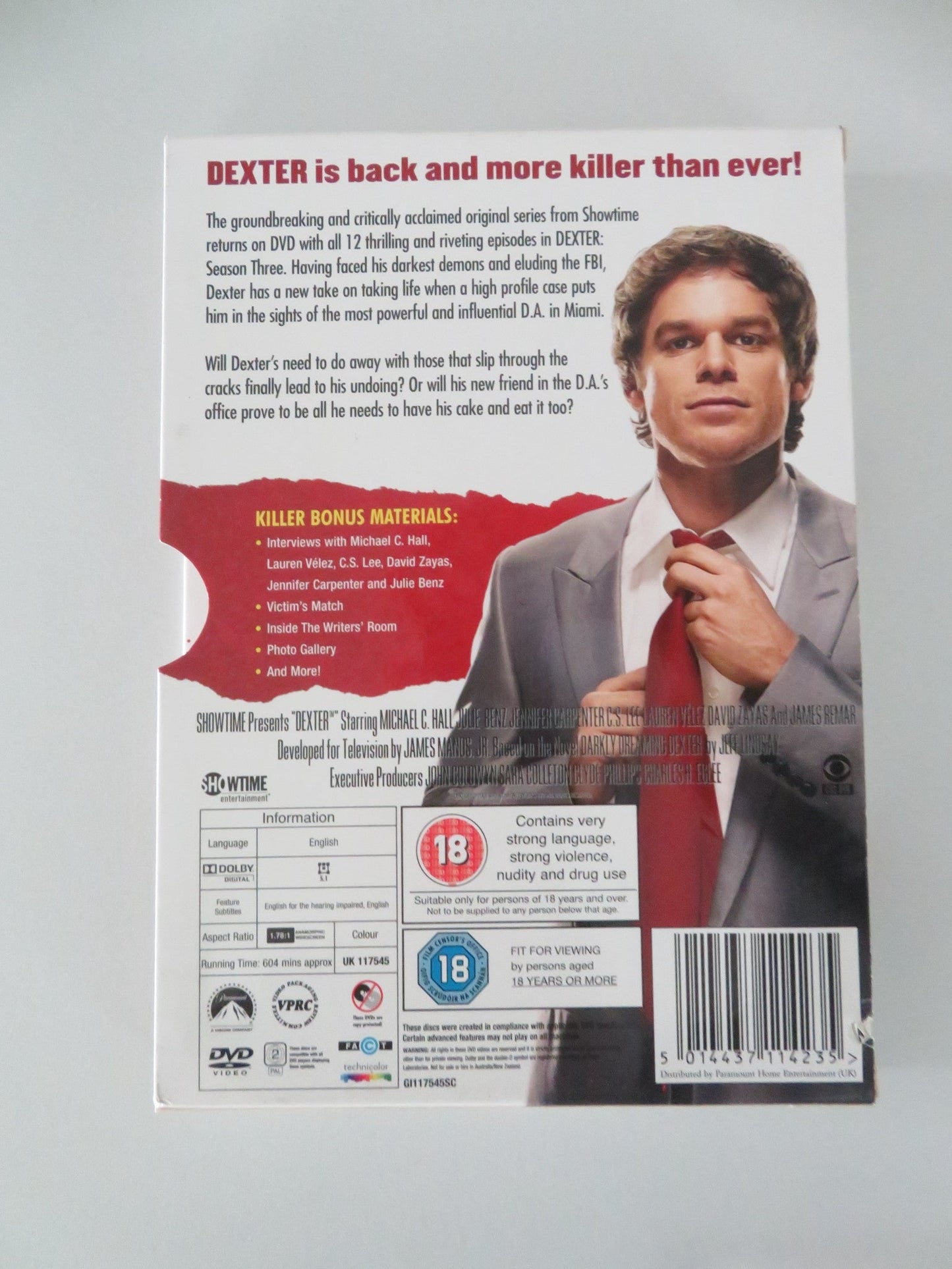 Dexter - Season Three (DVD BoxSet) Michael C. Hall Julie Benz 2008 Region 2 Movie posters
