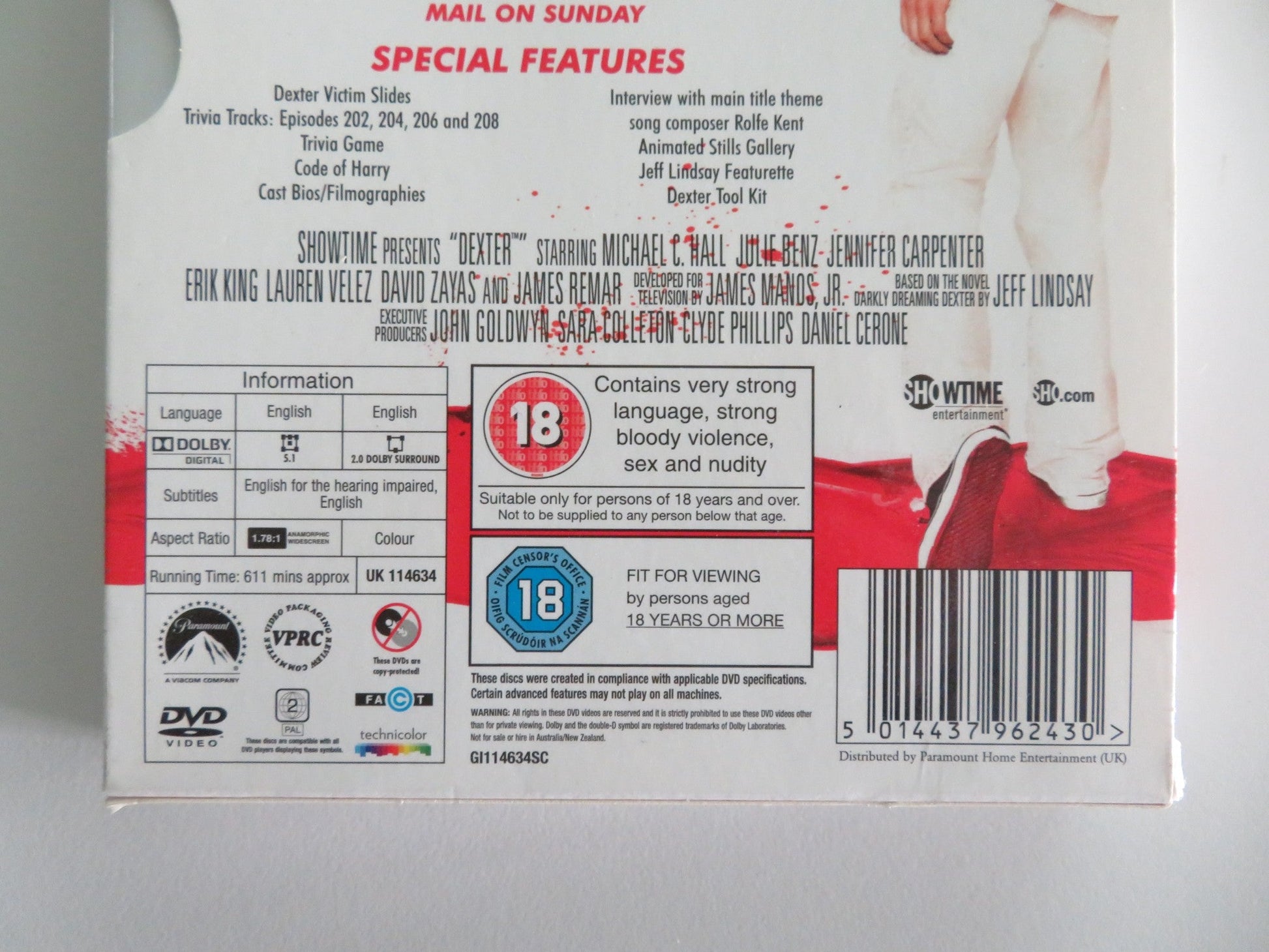 Dexter Season Two (DVD BoxSet) Michael C. Hall Jennifer Carpenter 2007 Region 2 Movie posters