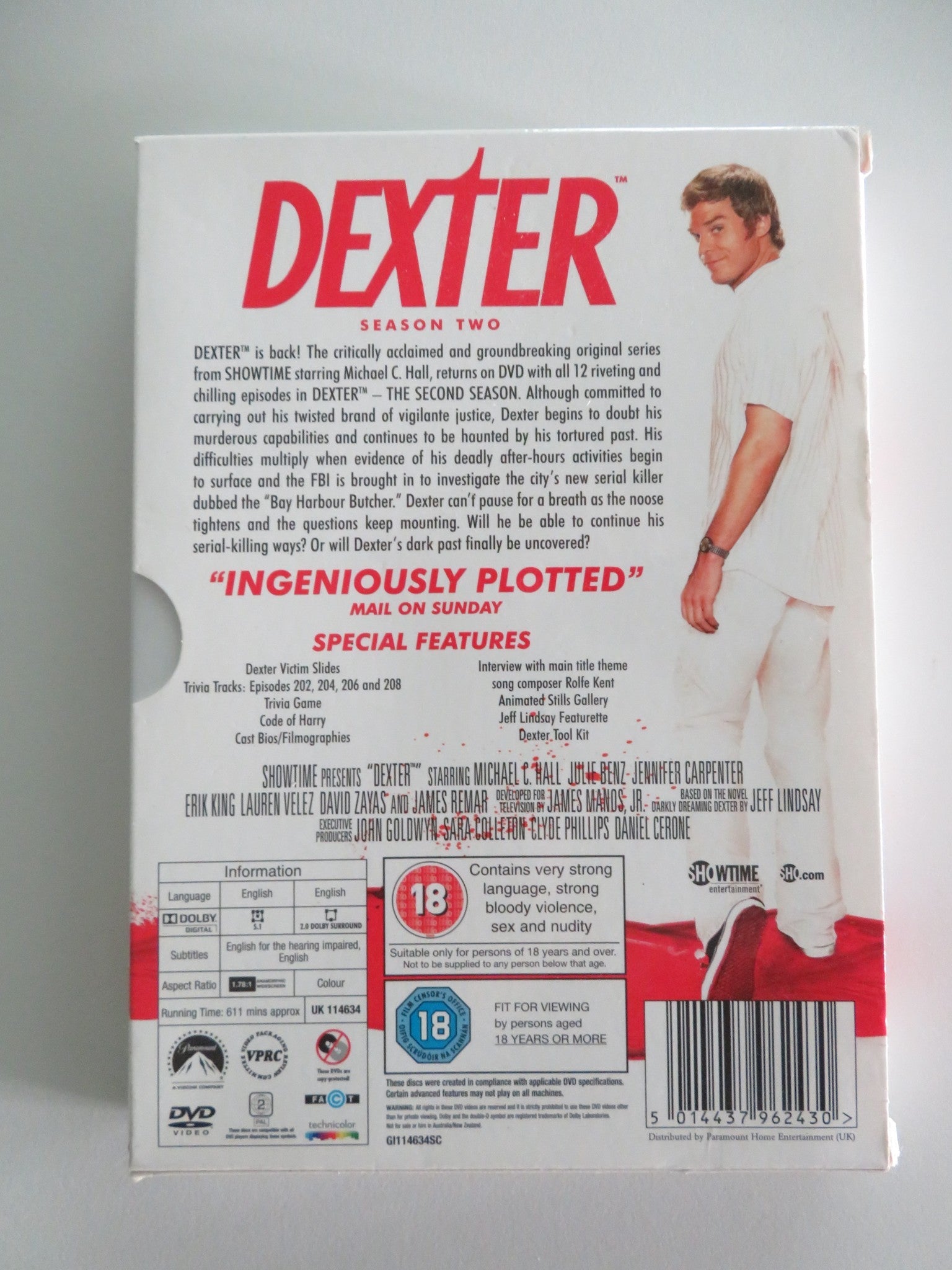Dexter Season Two (DVD BoxSet) Michael C. Hall Jennifer Carpenter 2007 Region 2 Movie posters