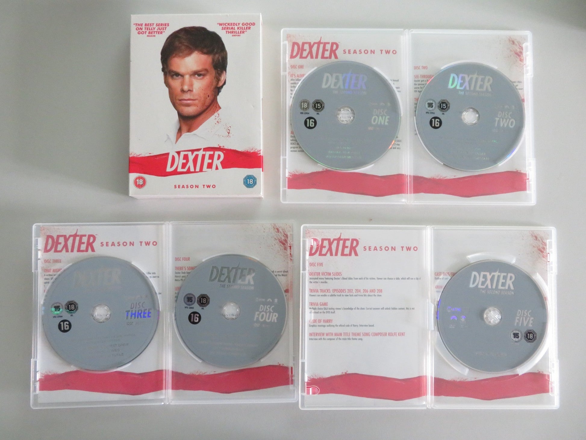 Dexter Season Two (DVD BoxSet) Michael C. Hall Jennifer Carpenter 2007 Region 2 Movie posters