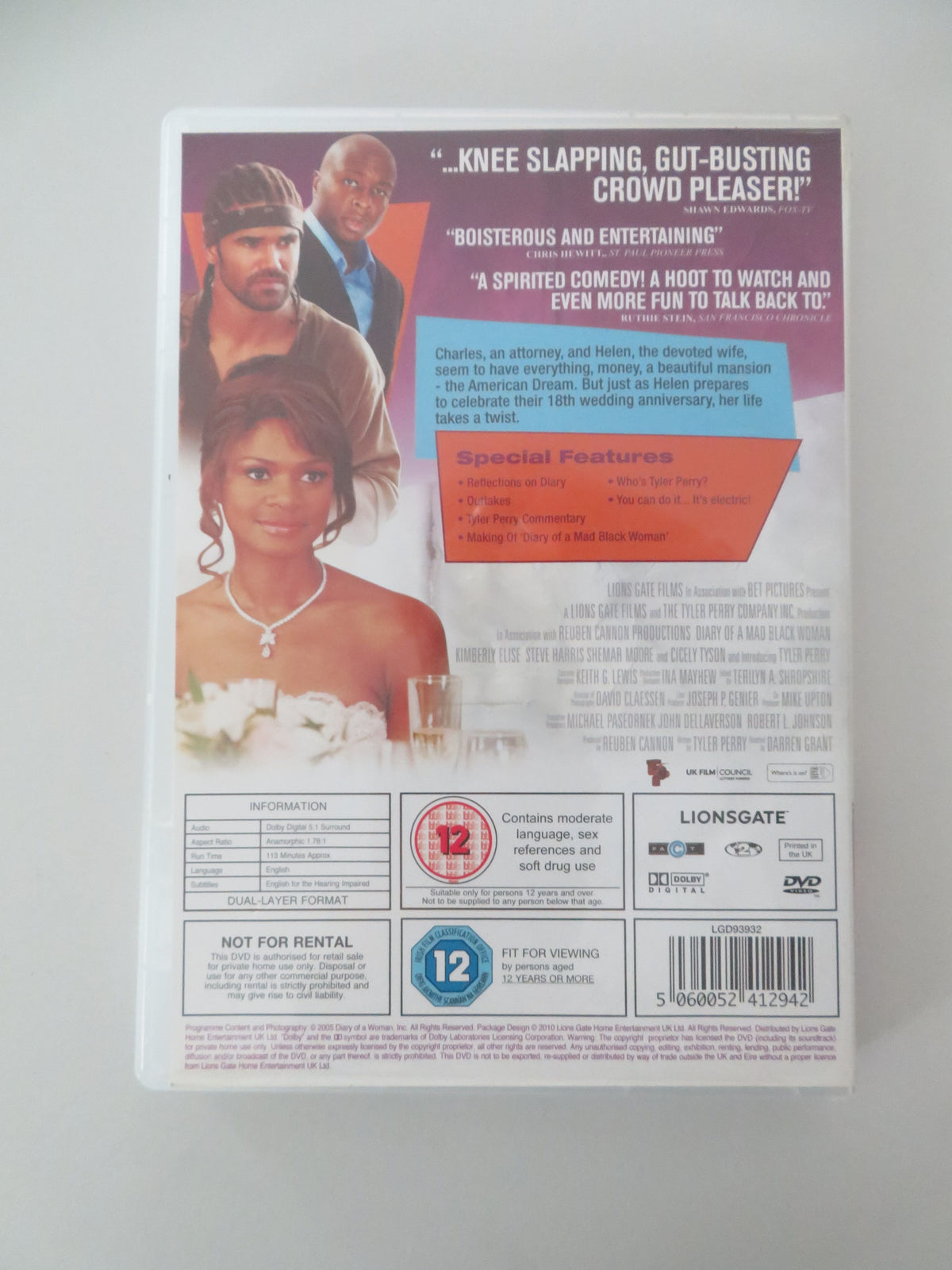 Diary of a Mad Black Woman (DVD) Kimberly Elise Tyler Perry 2005 Region 2 Movie posters