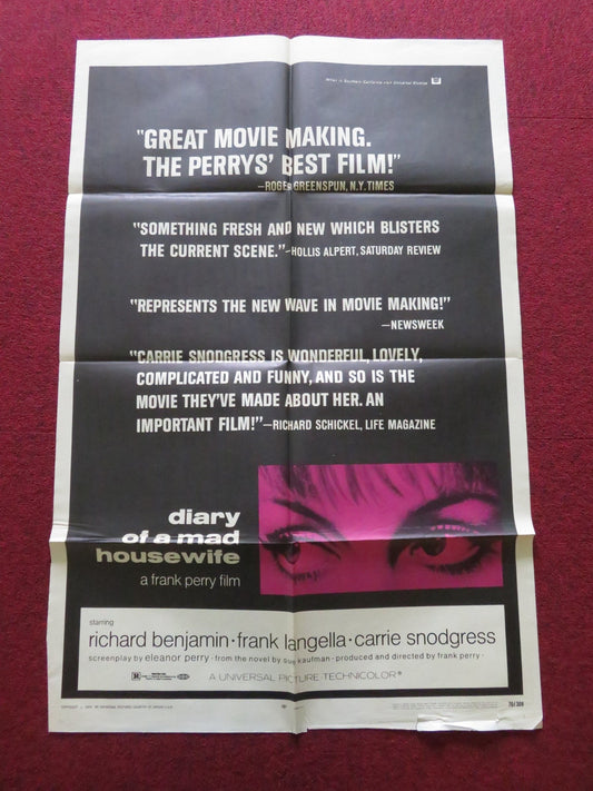 DIARY OF A MAD HOUSEWIFE FOLDED US ONE SHEET POSTER RICHARD BENJAMIN 1970 Movie posters