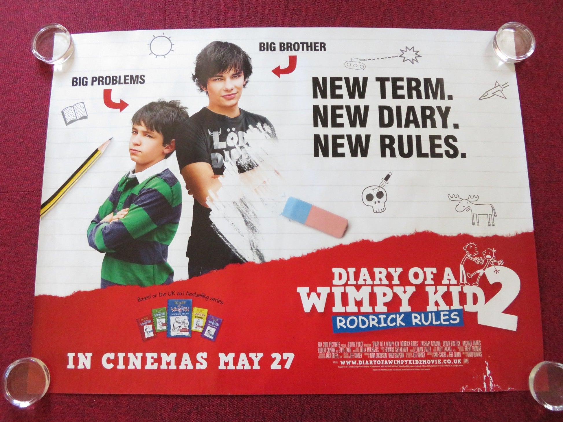 DIARY OF A WIMPY KID 2: RODERICK RULES UK QUAD ROLLED POSTER ZACHARY GORDON 2011 Rendezvous Cinema Movie posters