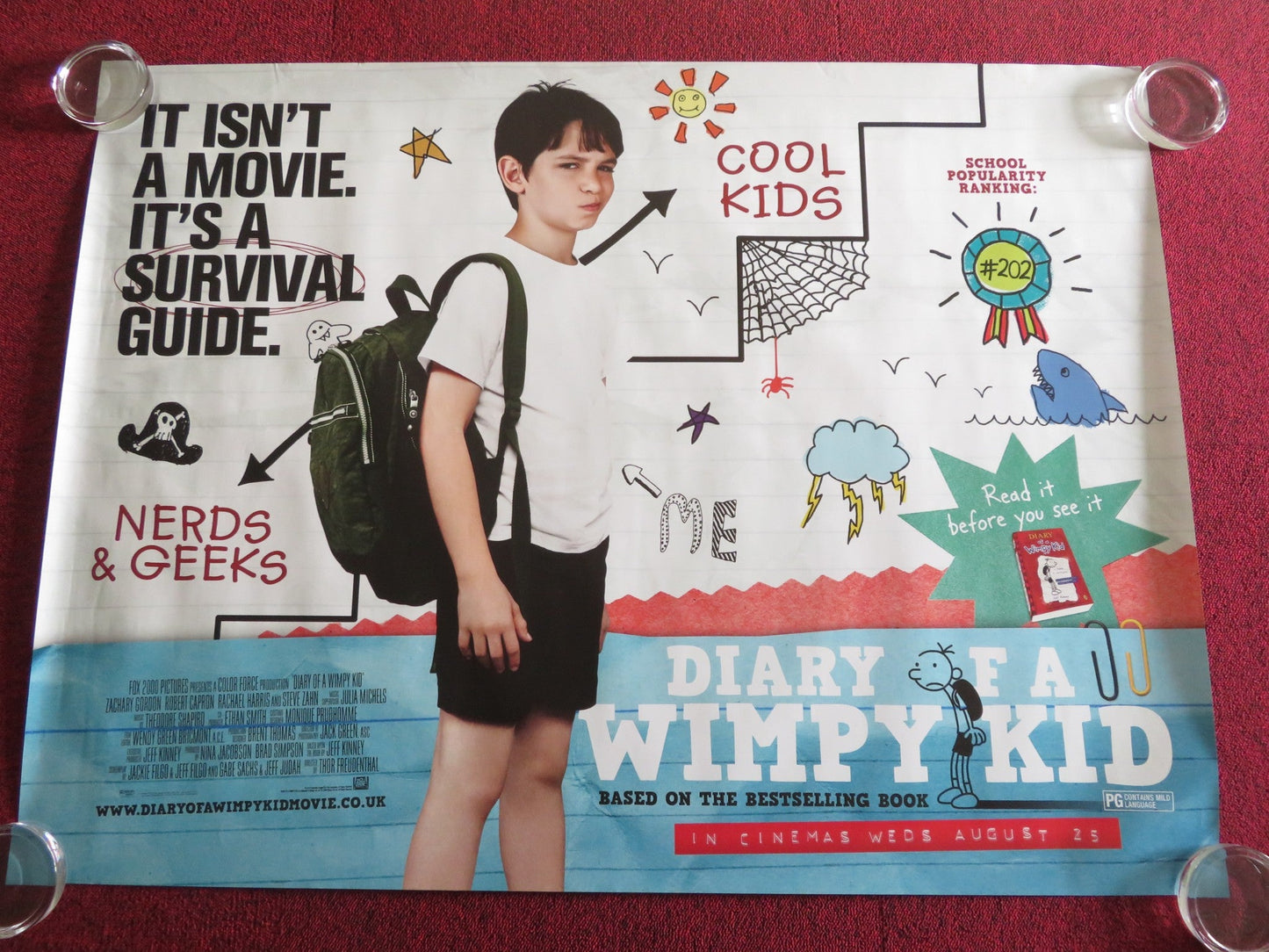 DIARY OF A WIMPY KID UK QUAD ROLLED POSTER ZACHARY GORDON STEVE ZAHN 2010 Rendezvous Cinema Movie posters