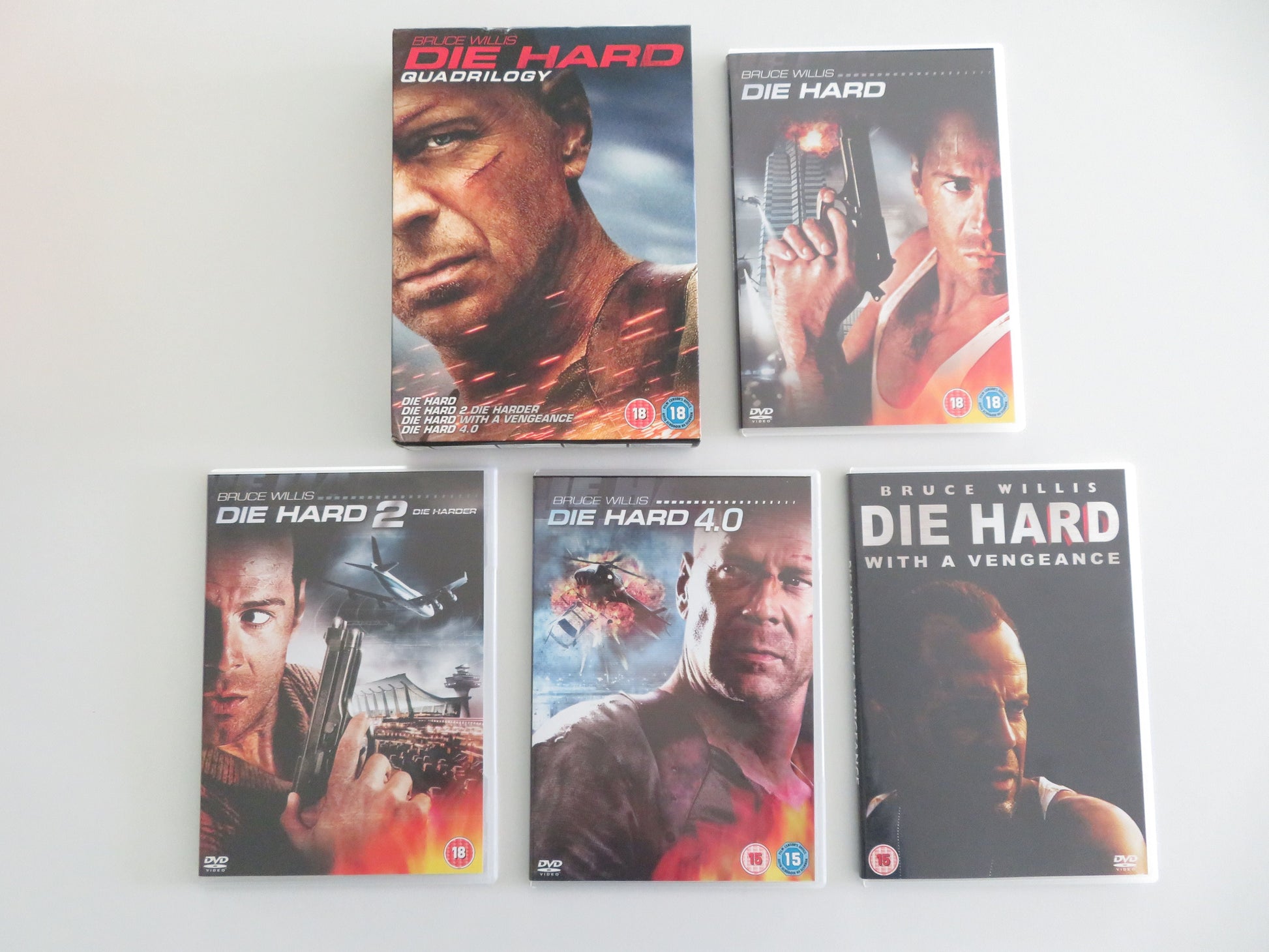 Die Hard Quadrilogy (DVD BoxSet) Bruce Willis Alan Rickman 1988 Region 2 Movie posters