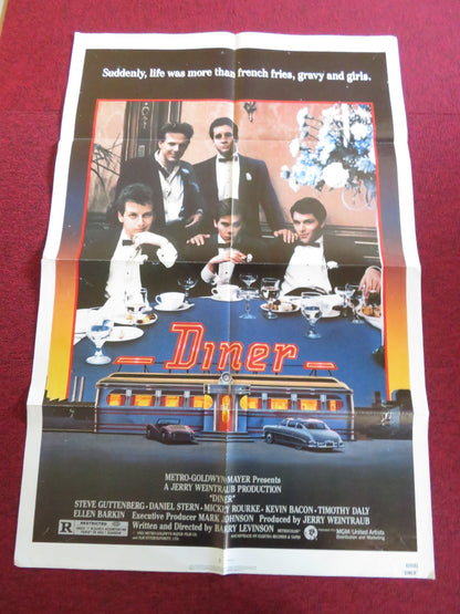 DINER FOLDED US ONE SHEET POSTER STEVE GUTTENBERG KEVIN BACON 1982 Rendezvous Cinema Movie posters