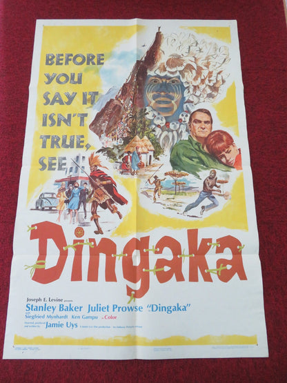 DINGAKA FOLDED US ONE SHEET POSTER STANLEY BAKER JULIET PROWSE 1965 Movie posters