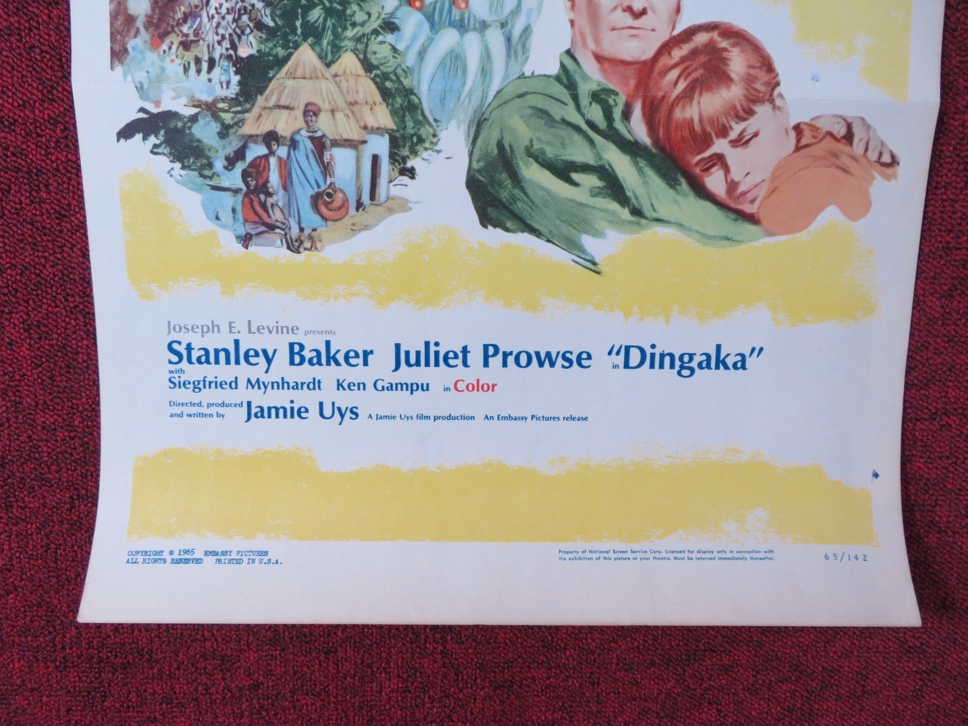 DINGAKA US INSERT POSTER STANLEY BAKER JULIET PROWSE 1965 Rendezvous Cinema Movie posters