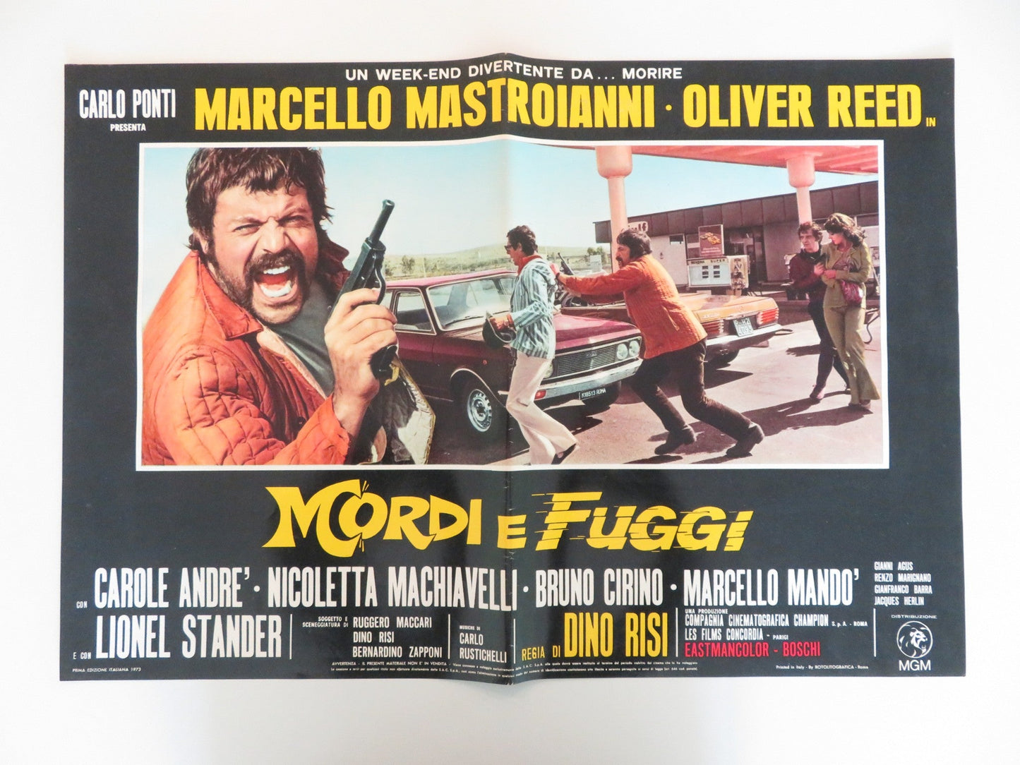 DIRTY WEEKEND - A ITALIAN FOTOBUSTA POSTER OLIVER REED MARCELLO MASTROIANNI 1973 Rendezvous Cinema Movie posters