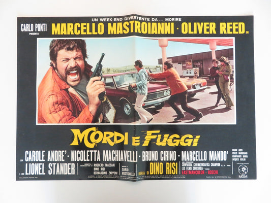 DIRTY WEEKEND - A ITALIAN FOTOBUSTA POSTER OLIVER REED MARCELLO MASTROIANNI 1973 Rendezvous Cinema Movie posters