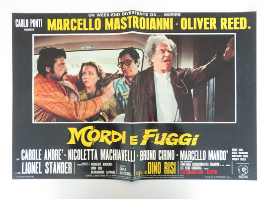 DIRTY WEEKEND - B ITALIAN FOTOBUSTA POSTER OLIVER REED MARCELLO MASTROIANNI 1973 Rendezvous Cinema Movie posters