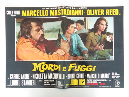 DIRTY WEEKEND - C ITALIAN FOTOBUSTA POSTER OLIVER REED MARCELLO MASTROIANNI 1973 Rendezvous Cinema Movie posters