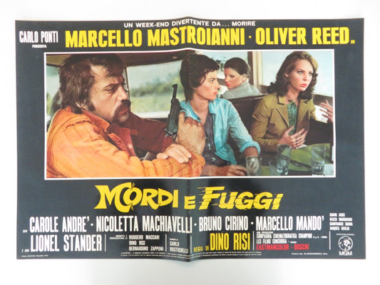 DIRTY WEEKEND - C ITALIAN FOTOBUSTA POSTER OLIVER REED MARCELLO MASTROIANNI 1973 Rendezvous Cinema Movie posters