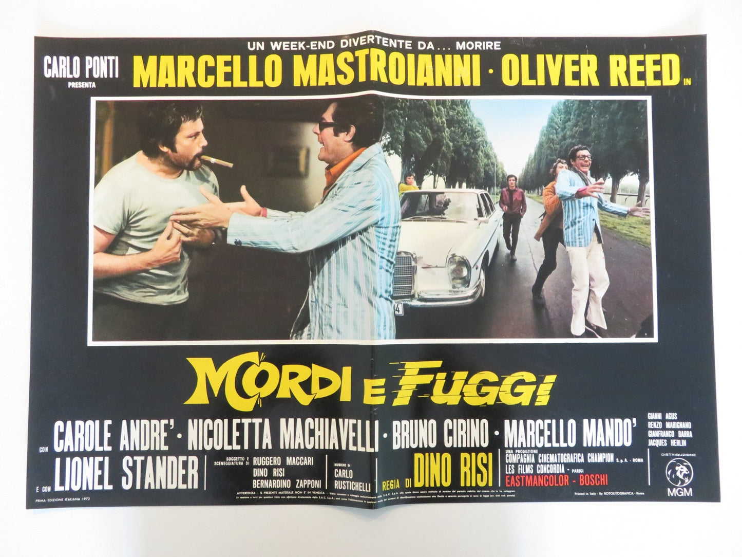 DIRTY WEEKEND - D ITALIAN FOTOBUSTA POSTER OLIVER REED MARCELLO MASTROIANNI 1973 Rendezvous Cinema Movie posters