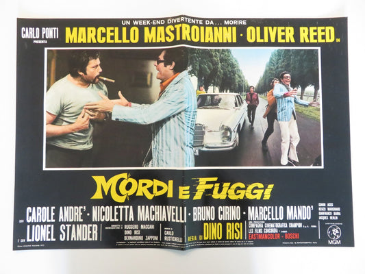 DIRTY WEEKEND - D ITALIAN FOTOBUSTA POSTER OLIVER REED MARCELLO MASTROIANNI 1973 Rendezvous Cinema Movie posters