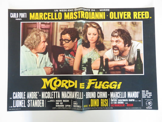 DIRTY WEEKEND - E ITALIAN FOTOBUSTA POSTER OLIVER REED MARCELLO MASTROIANNI 1973 Rendezvous Cinema Movie posters