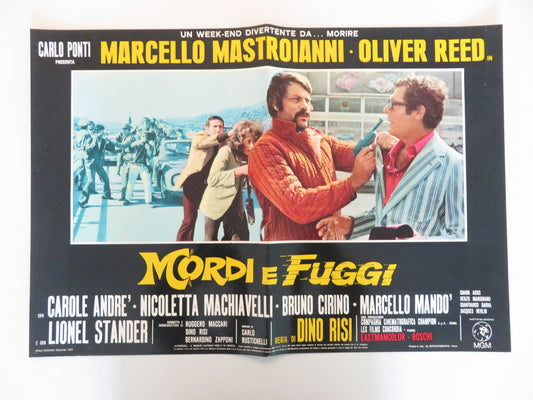 DIRTY WEEKEND - F ITALIAN FOTOBUSTA POSTER OLIVER REED MARCELLO MASTROIANNI 1973 Rendezvous Cinema Movie posters