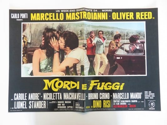 DIRTY WEEKEND - H ITALIAN FOTOBUSTA POSTER OLIVER REED MARCELLO MASTROIANNI 1973 Rendezvous Cinema Movie posters