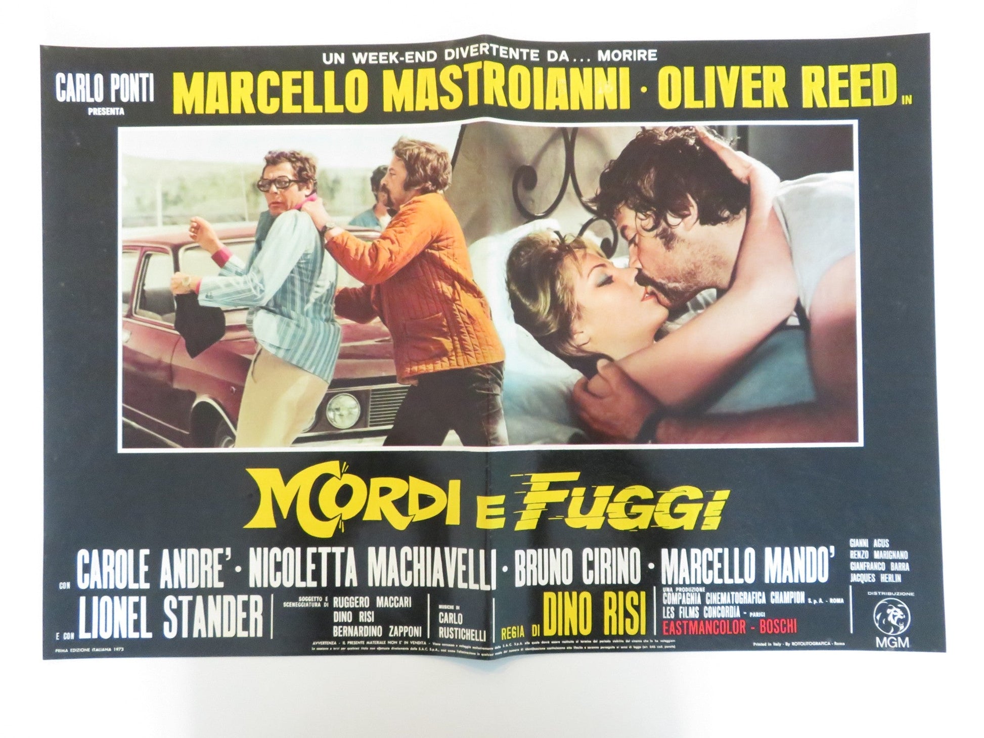 DIRTY WEEKEND - I ITALIAN FOTOBUSTA POSTER OLIVER REED MARCELLO MASTROIANNI 1973 Rendezvous Cinema Movie posters