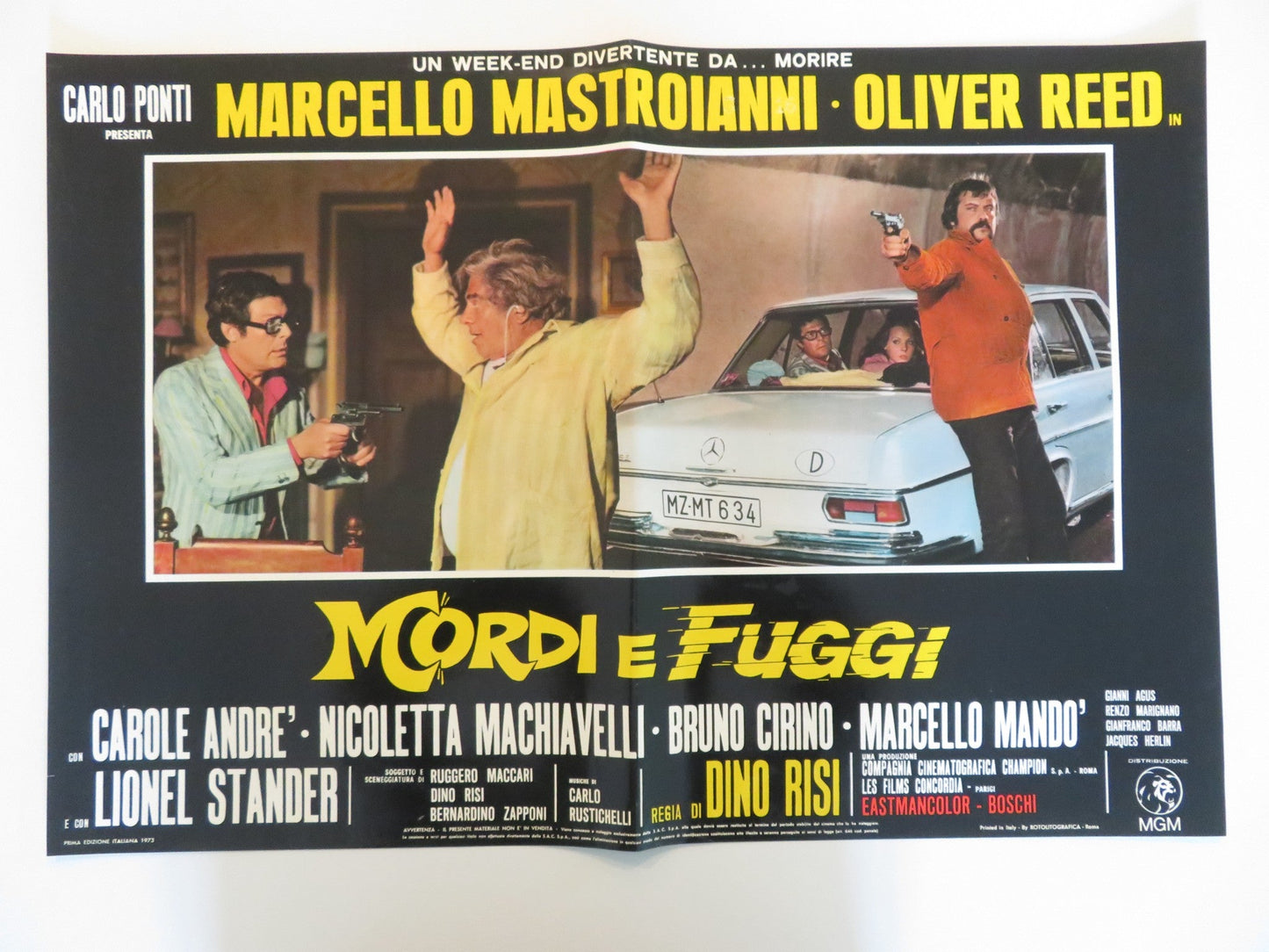 DIRTY WEEKEND - J ITALIAN FOTOBUSTA POSTER OLIVER REED MARCELLO MASTROIANNI 1973 Rendezvous Cinema Movie posters