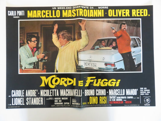 DIRTY WEEKEND - J ITALIAN FOTOBUSTA POSTER OLIVER REED MARCELLO MASTROIANNI 1973 Rendezvous Cinema Movie posters
