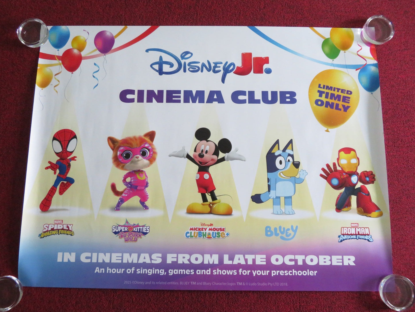 DISNEY JR. CINEMA CLUB UK QUAD ROLLED POSTER DISNEY MARVEL SPIDEY BLUEY 2025 Movie posters