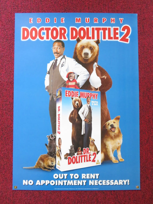 DOCTOR DOLITTLE 2 VHS VIDEO POSTER EDDIE MURPHY KRISTEN WILSON 2001 Rendezvous Cinema Movie posters