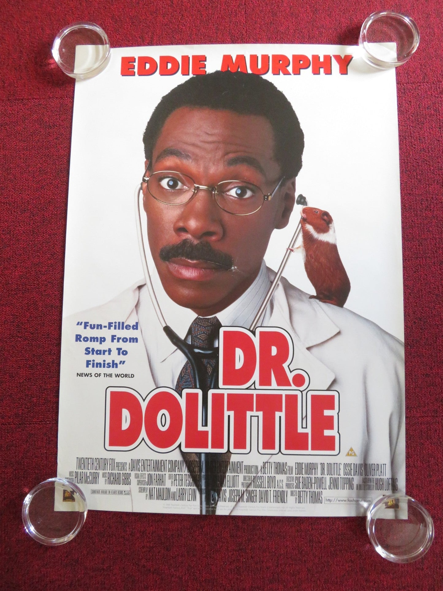 DOCTOR DOLITTLE VHS VIDEO POSTER ROLLED EDDIE MURPHY OSSIE DAVIS 1998 Rendezvous Cinema Movie posters