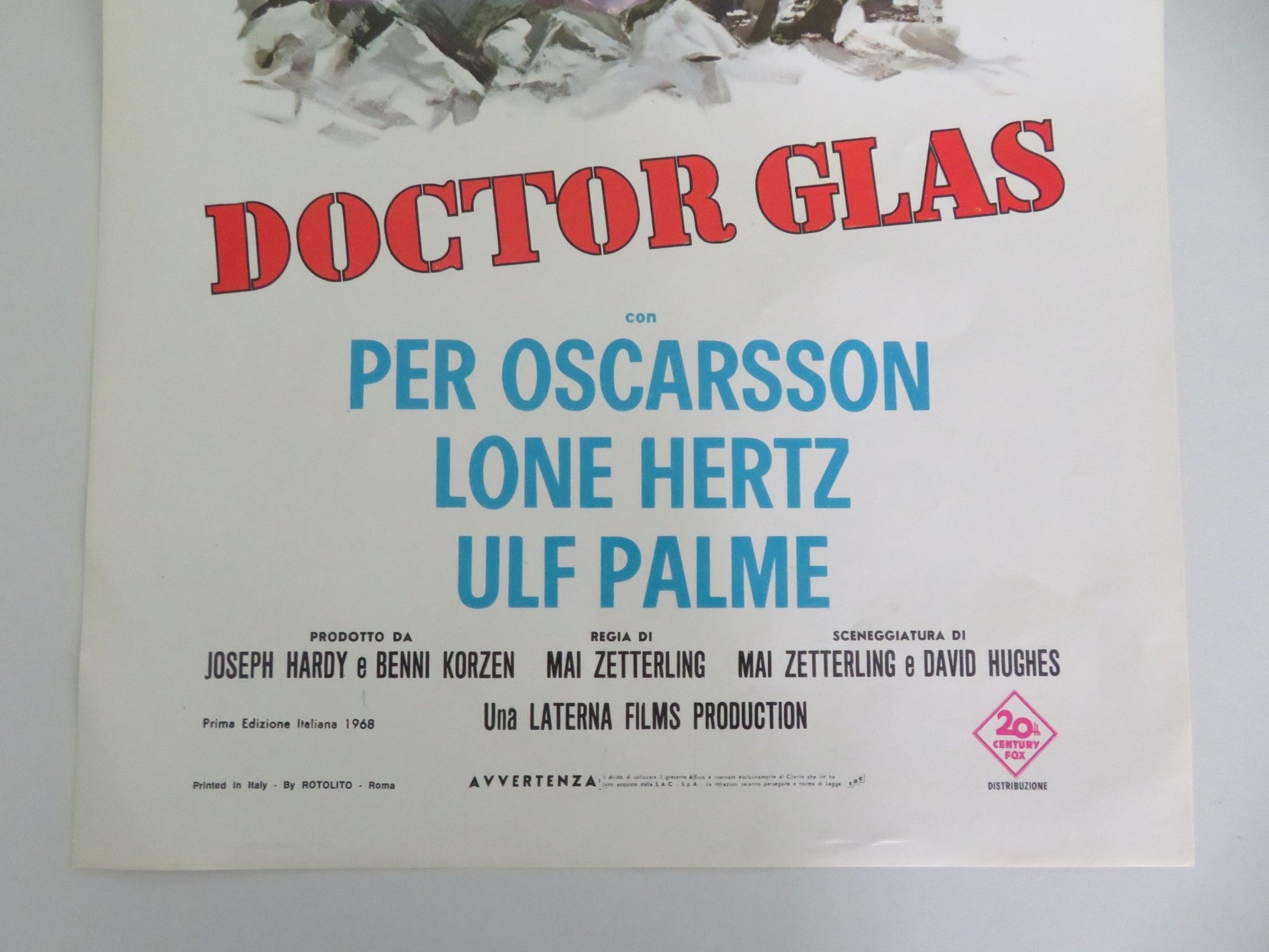 DOCTOR GLAS ITALIAN LOCANDINA POSTER PER OSCARSSON LONE HERTZ 1968 Movie posters