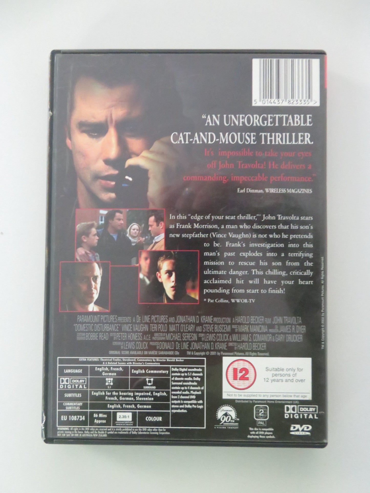 DOMESTIC DISTURBANCE (DVD) JOHN TRAVOLTA VINCE VAUGHAN 2001 REGION 2 Movie posters
