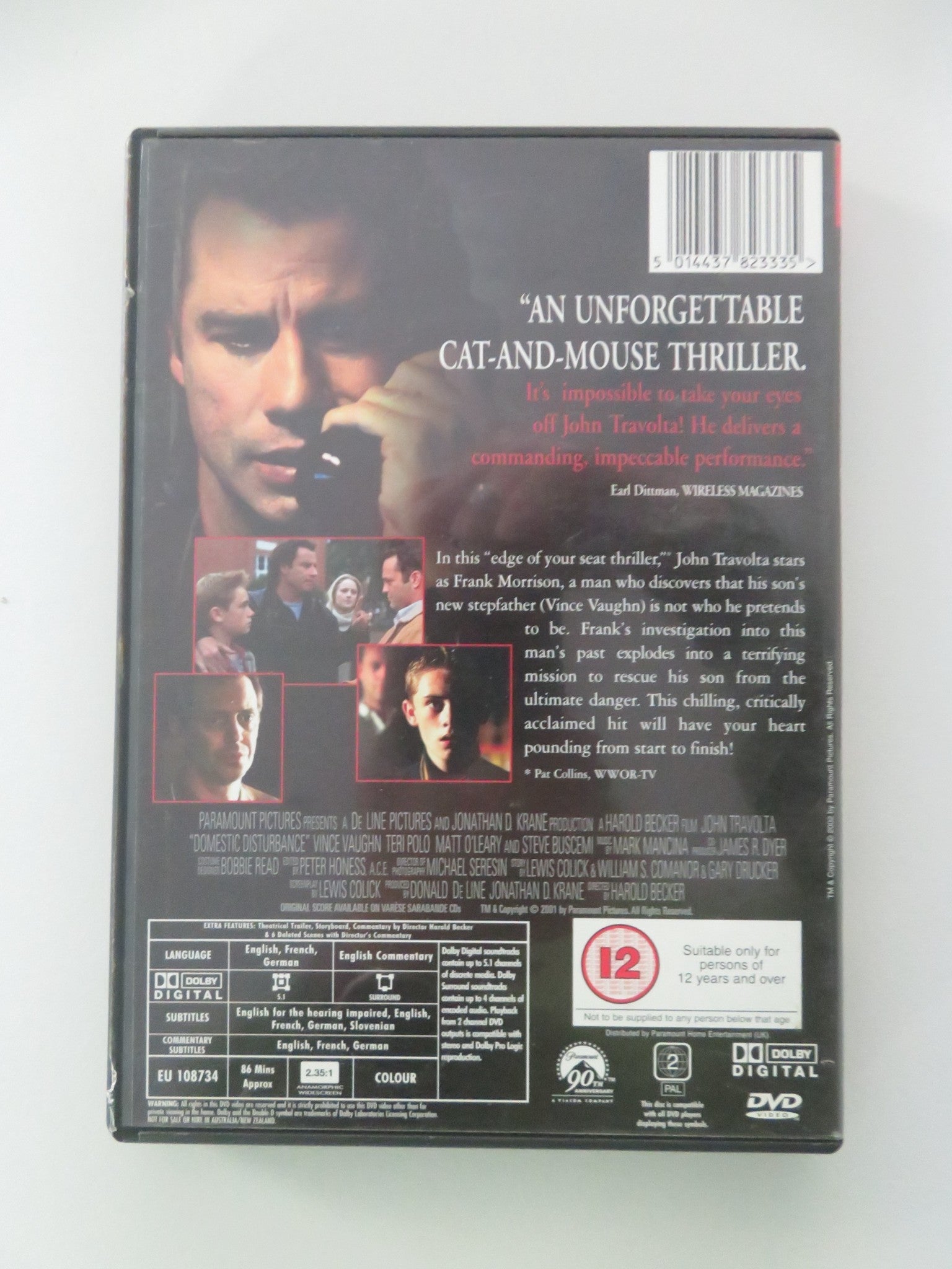 DOMESTIC DISTURBANCE (DVD) JOHN TRAVOLTA VINCE VAUGHAN 2001 REGION 2 Movie posters