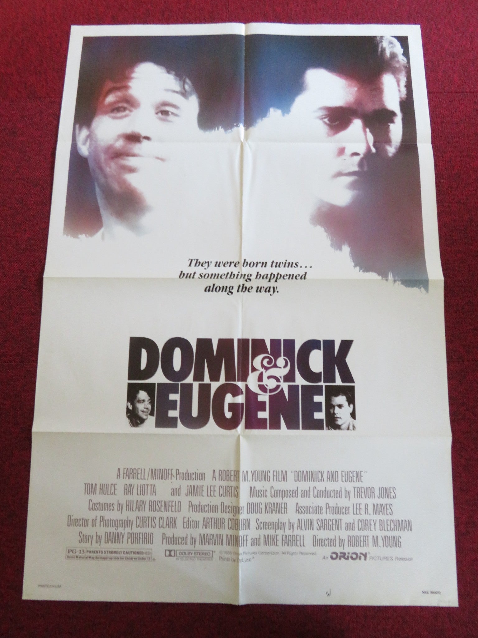DOMINICK AND EUGENE FOLDED US ONE SHEET POSTER TOM HULCE RAY LIOTTA 1988 Rendezvous Cinema Movie posters