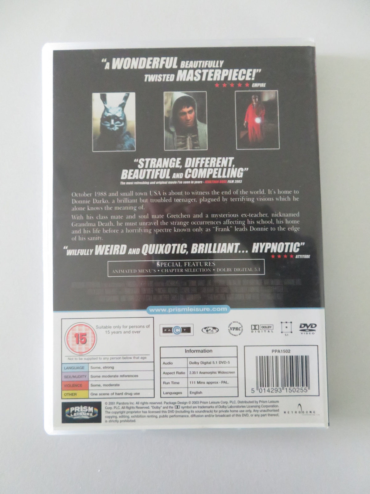 Donnie Darko (DVD) Jake Gyllenhaal Patrick Swayze 2001 Region 2 Movie posters