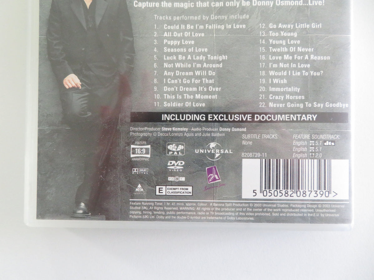 Donny Osmond: Live (DVD) Gary Barlow Kat Dyson 2003 Region 2, 4 Movie posters