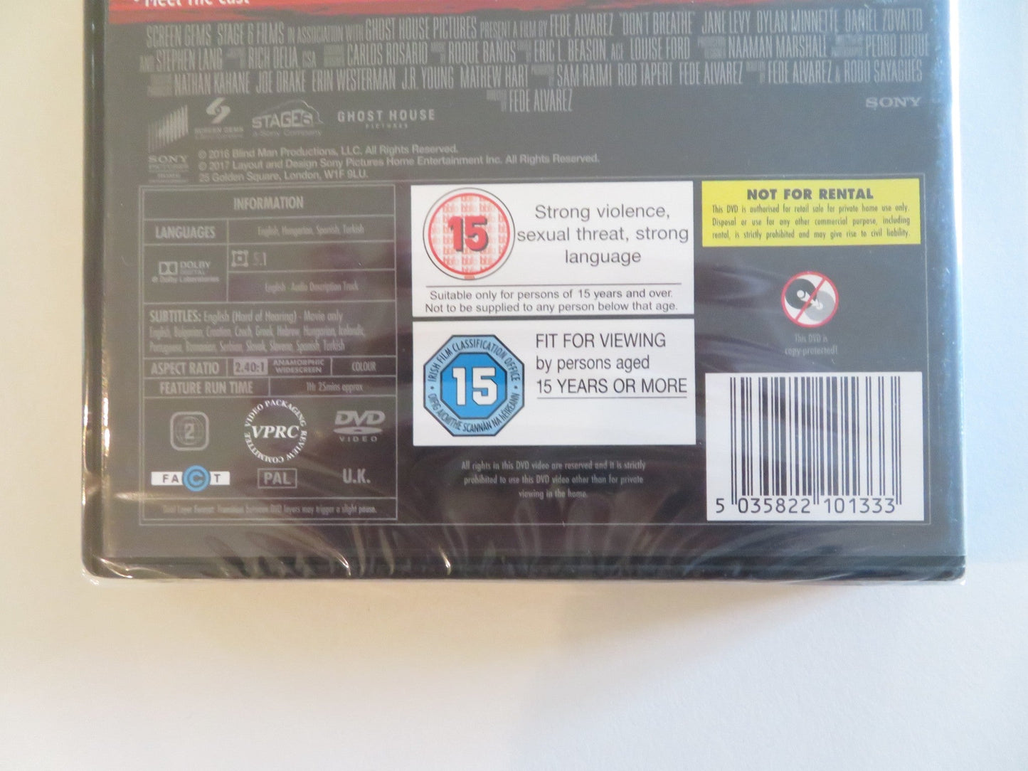 DON'T BREATHE (DVD) STEPHEN LANG JANE LEVY 2016 REGION 2 Rendezvous Cinema Movie posters