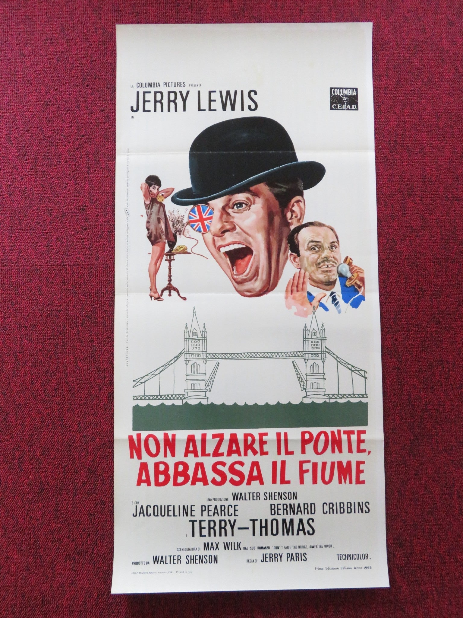 DON'T RAISE THE BRIDGE, LOWER THE RIVER ITALIAN LOCANDINA POSTER J. LEWIS 1968 Rendezvous Cinema Movie posters