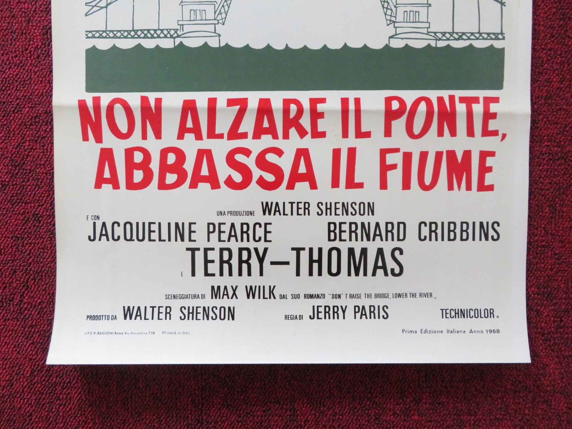DON'T RAISE THE BRIDGE, LOWER THE RIVER ITALIAN LOCANDINA POSTER J. LEWIS 1968 Rendezvous Cinema Movie posters