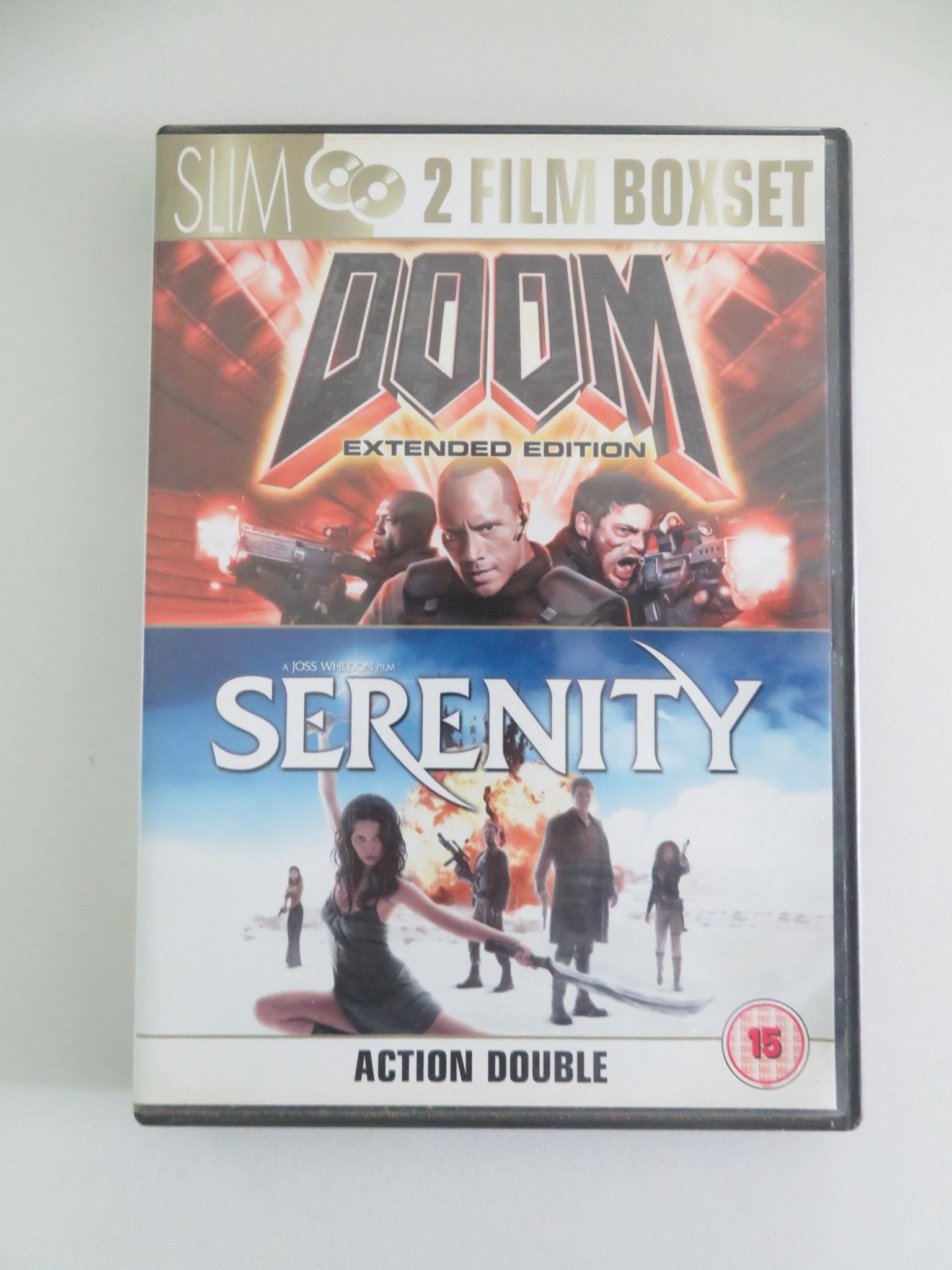 DOOM - EXTENDED EDITION AND SERENITY - 2 FILM BOXSET (DVD) 2005 REGION 2, 5 Movie posters