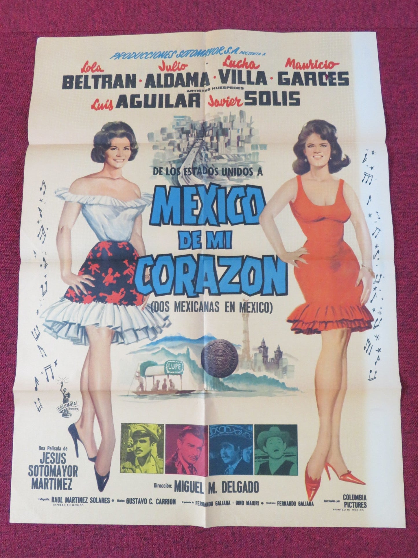 DOS MEXICANAS EN MEXICA FOLDED MEXICAN SHEET POSTER LOLA BELTRAN 1964 Rendezvous Cinema Movie posters