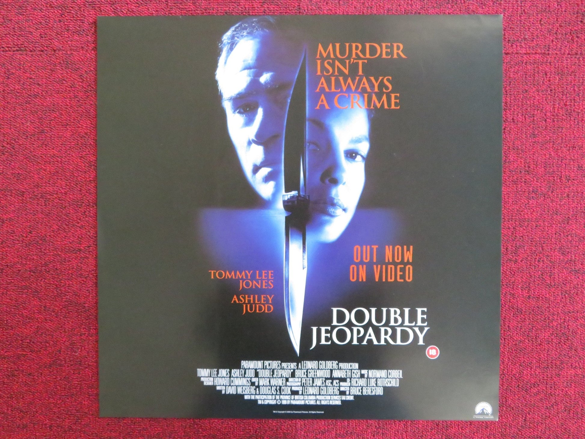 DOUBLE JEOPARDY VHS VIDEO POSTER TOMMY LEE JONES ASHLEY JUDD 2000 Rendezvous Cinema Movie posters