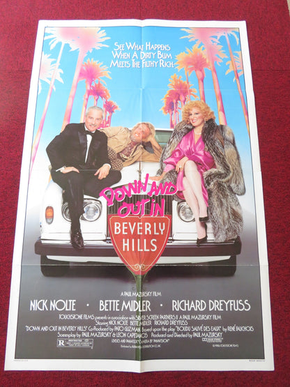 DOWN AND OUT IN BEVERLY HILLS FOLDED US ONE SHEET POSTER NICK NOLTE MIDLER 1986 Rendezvous Cinema Movie posters