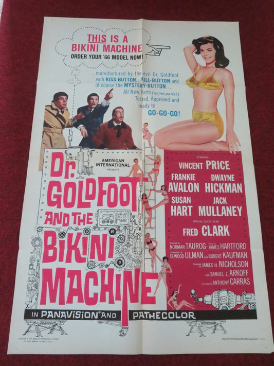DR. GOLDFOOT AND THE BIKINI MACHINE FOLDED US ONE SHEET POSTER V. PRICE 1965 Movie posters