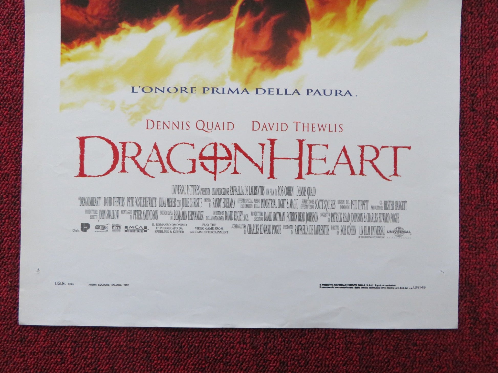 DRAGON HEART ITALIAN LOCANDINA POSTER DENNIS QUAID DAVID THEWLIS 1996 Rendezvous Cinema Movie posters