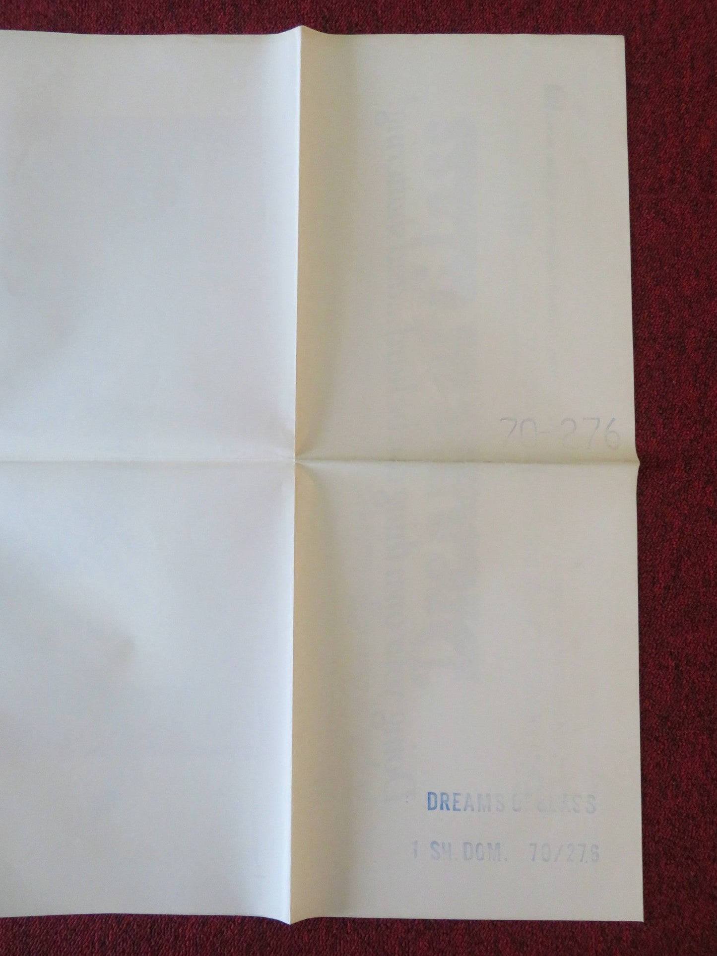 DREAMS OF GLASS FOLDED US ONE SHEET POSTER JOHN DENOS CAROLINE BARRETT 1970 Movie posters