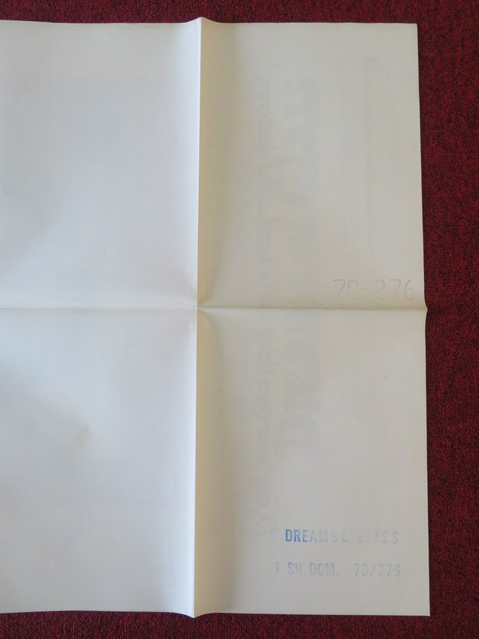 DREAMS OF GLASS FOLDED US ONE SHEET POSTER JOHN DENOS CAROLINE BARRETT 1970 Movie posters