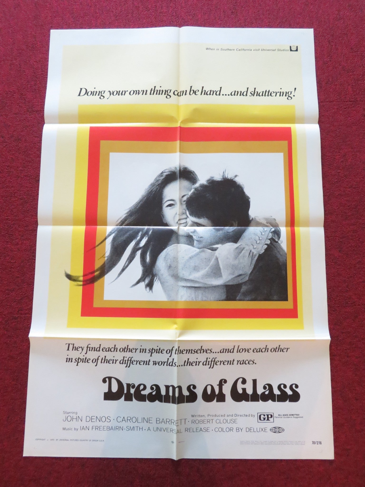 DREAMS OF GLASS FOLDED US ONE SHEET POSTER JOHN DENOS CAROLINE BARRETT 1970 Movie posters