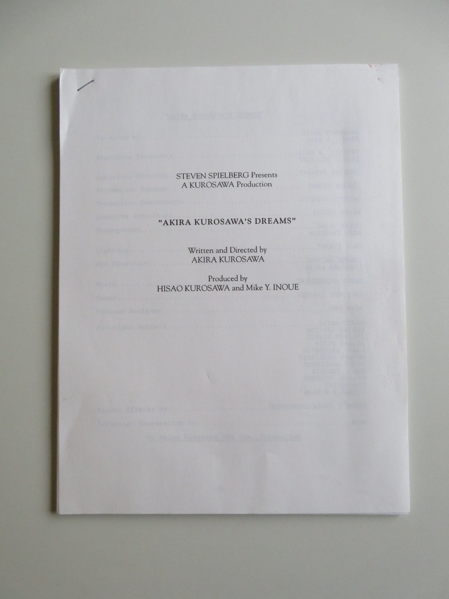 DREAMS PRESS KIT 1990 AKIRA TERAO MITSUKO BAISHO Movie posters