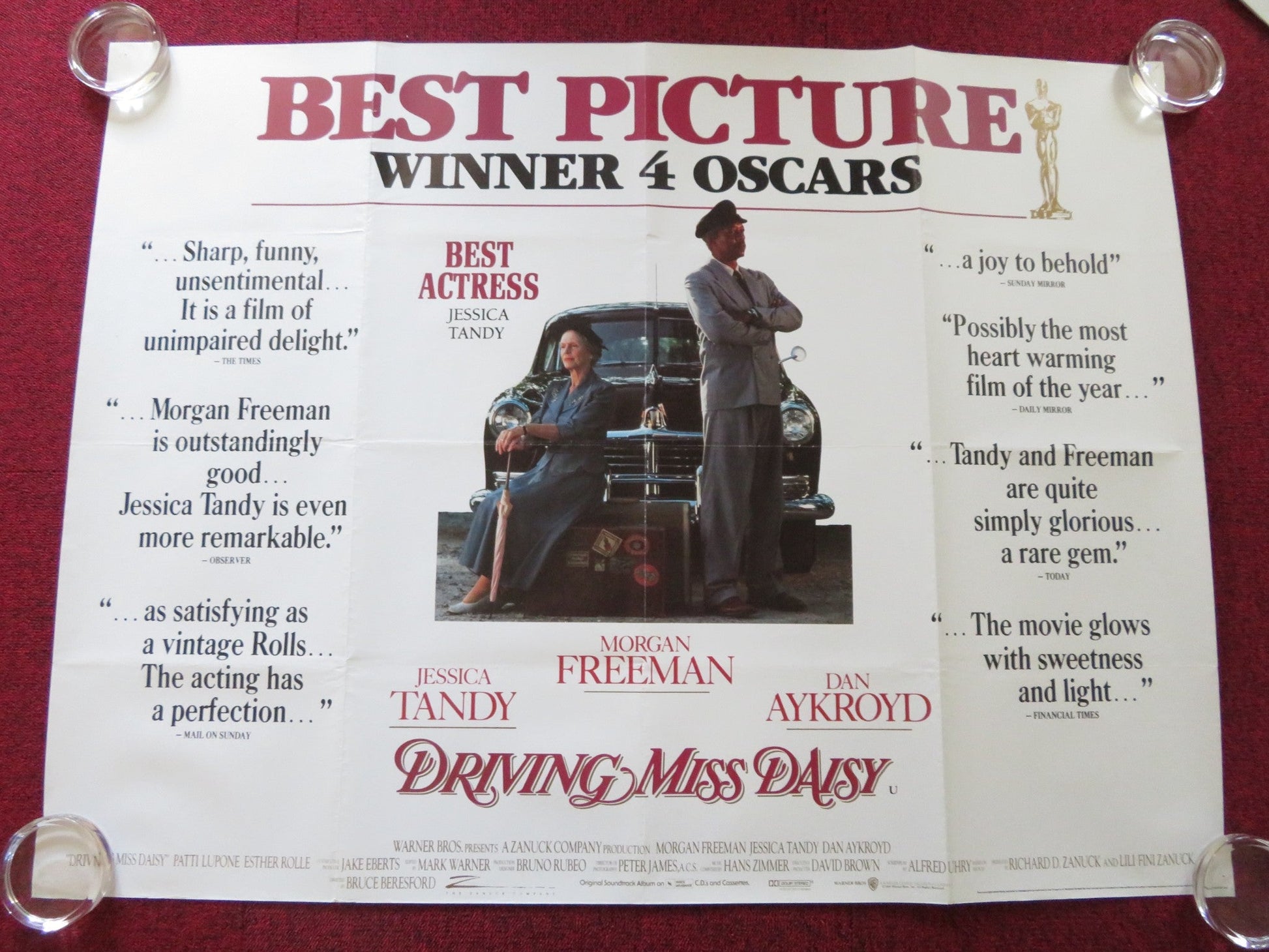 DRIVING MISS DAISY UK QUAD ROLLED POSTER MORGAN FREEMAN JESSICA TANDY 1989 Rendezvous Cinema Movie posters