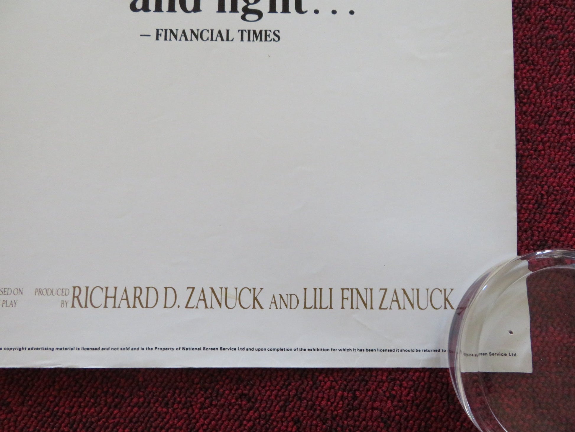 DRIVING MISS DAISY UK QUAD ROLLED POSTER MORGAN FREEMAN JESSICA TANDY 1989 Rendezvous Cinema Movie posters