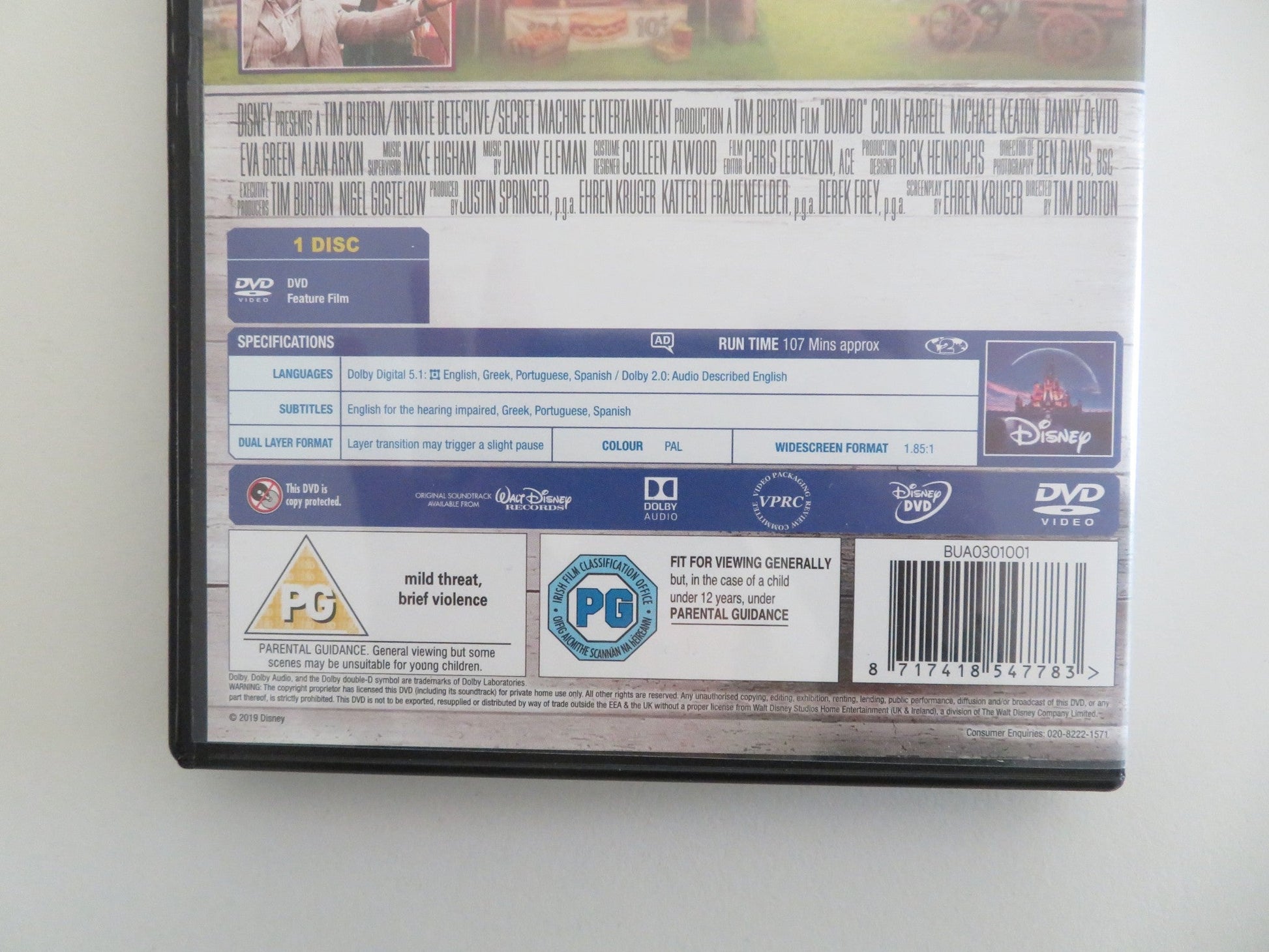 DUMBO (DVD) DISNEY COLIN FARRELL DANNY DEVITO MICHAEL KEATON 2019 REGION 2 - Rendezvous Cinema